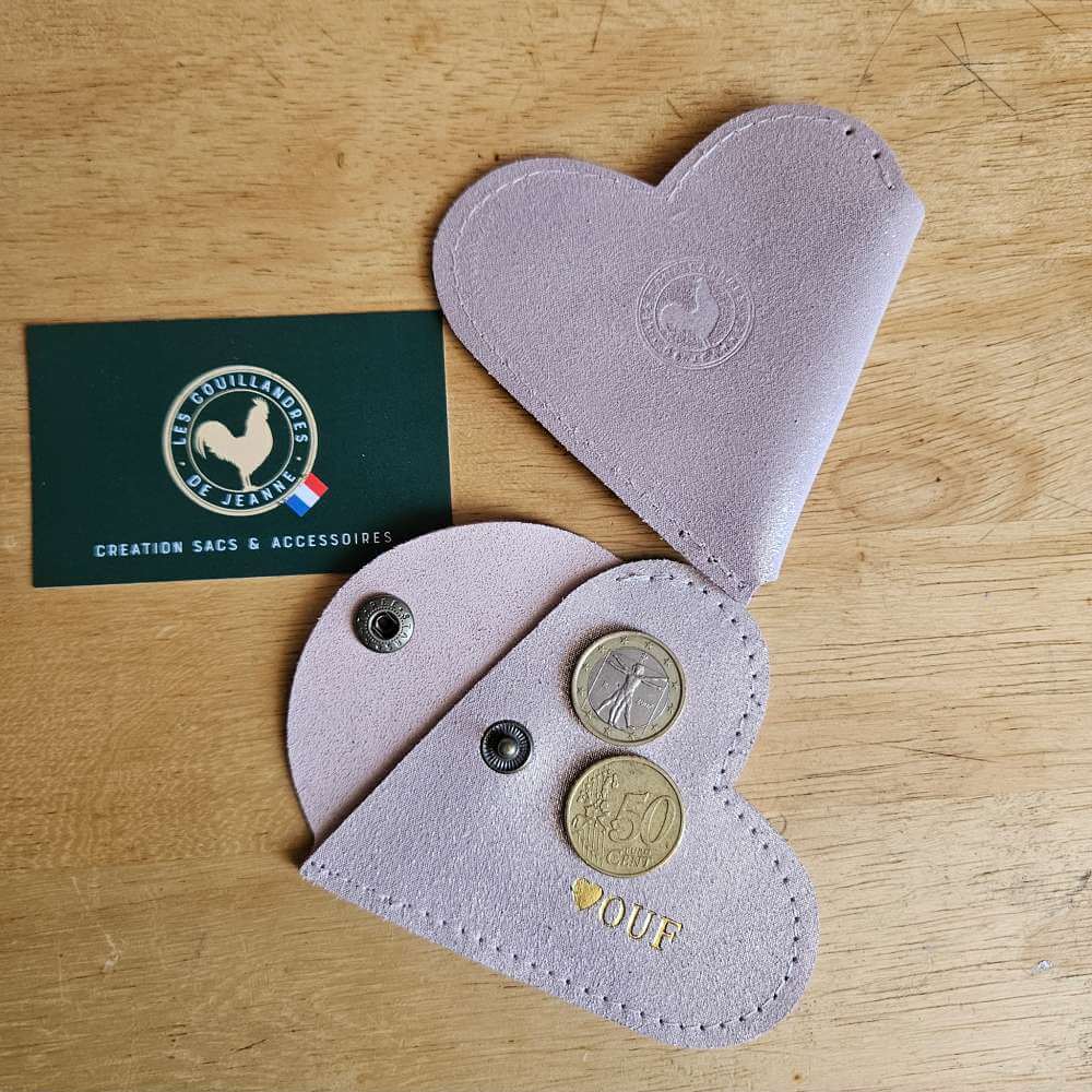 Porte-monnaie Rose En Feutrine Recyclée - Motif Lutin Cœur Personnalisable - Format 11x9 Cm, Fermeture éclair - 12