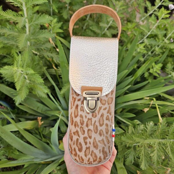 sacoche en cuir pétanque en cuir doré personnalisable