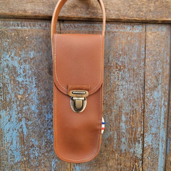 personnalisable prénom sacoche pétanque en cuir lcdjeanne cuir noisette