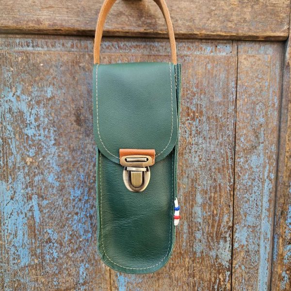 personnalisable prénom sacoche pétanque en cuir lcdjeanne cuir tout vert
