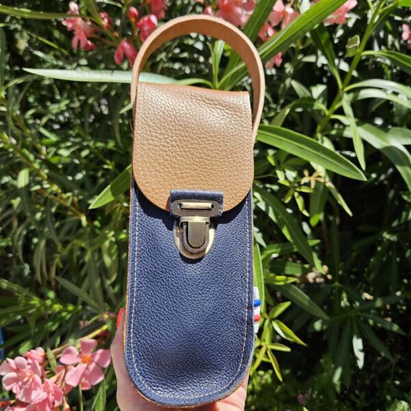 sacoche pour boules de pétanque bleu marine et noisette lcdjeanne