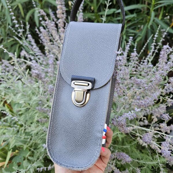 personnalisable sacoche étui en cuir pour boules de pétanque triplette lcdjeanne gris et noir