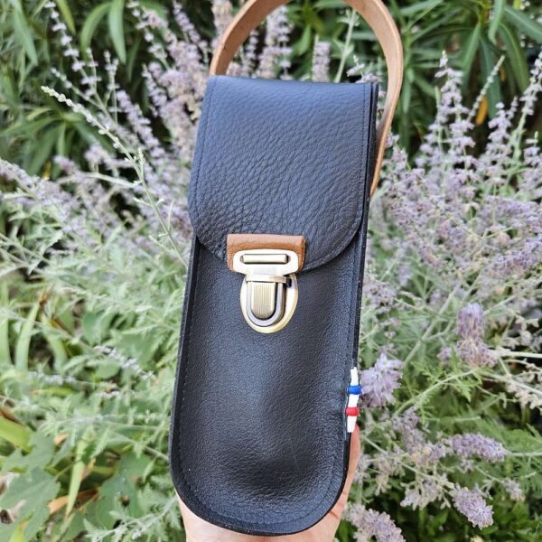 personnalisable sacoche étui en cuir pour boules de pétanque triplette lcdjeanne noir