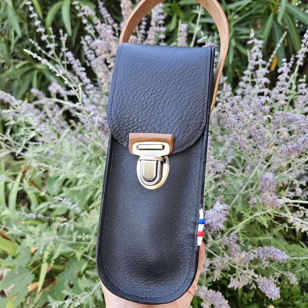 personnalisable sacoche étui en cuir pour boules de pétanque triplette lcdjeanne noir