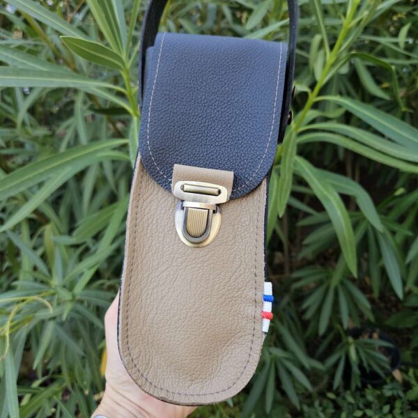 sacoche étui en cuir pour boules de pétanque triplette lcdjeanne taupe
