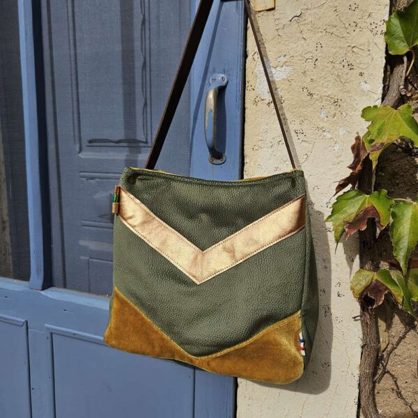 sac cabas BOUCLIER kaki et ocre
